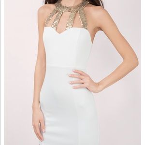 White dress with gold sequence **NEW